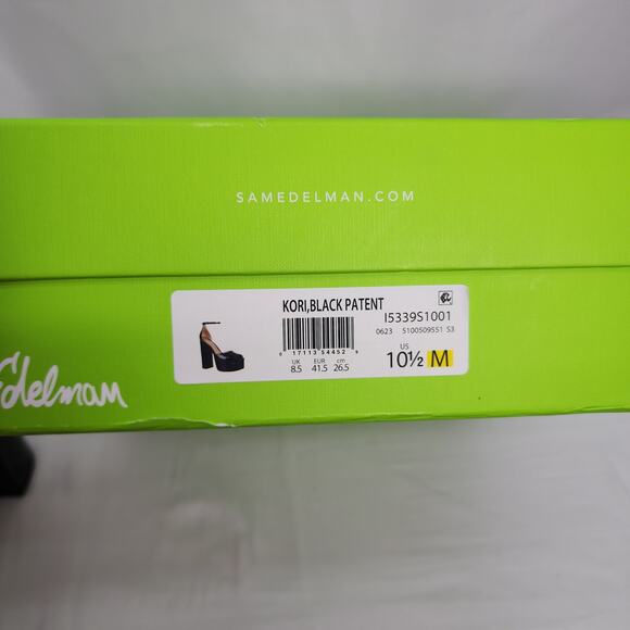 Sam Edelman Kori Black Patent Faux Leather Sexy Peep Toe 6" Platform Heel New - Picture 16 of 16